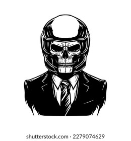 Edgy and stylish Hand drawn line art illustration of a chicano skull biker wearing a helmet, showcasing a unique fusion of tough and sophisticated