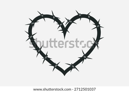 Edgy Tattoo Style Vector Art of a Thorny Heart Shape Perfect for Alternative Apparel and Valentine's Day Design
