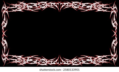 Edgy tribal gothic frame vector with red and black contrast, perfect for tattoos, posters, and dark themes