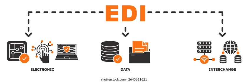EDI banner web icon vector illustration concept with icon of electronic, data, interchange