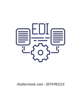 EDI Icon, Electronic Data Interchange Line Vector