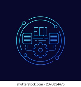 EDI Icon, Electronic Data Interchange Linear Design