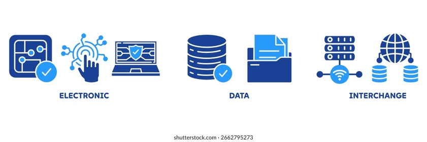 EDI Icon Set Illustrationskonzept mit Icon elektronisch, Daten, Austausch