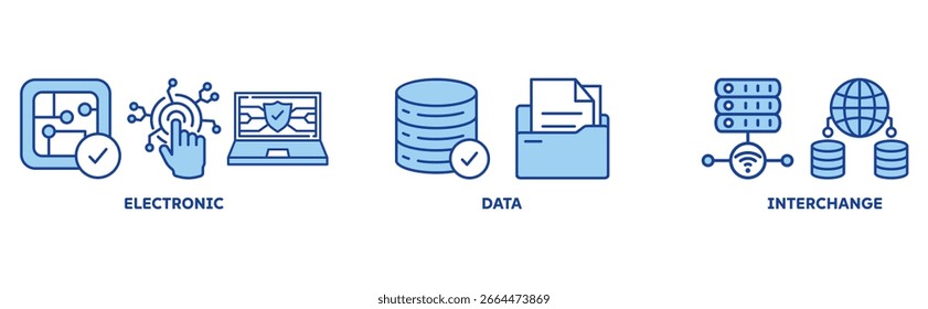 EDI Icon Set Illustrationskonzept mit Icon elektronisch, Daten, Austausch