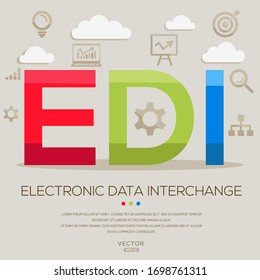  edi mean (electronic data interchange) ,letters and icons,Vector illustration.