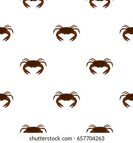 Edible brown crab pattern seamless background in flat style repeat vector illustration