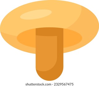 Edible champignon mushroom. Ingredients for soup and vegetable dishes. Plant food from vegans, vegetarians menu. Autumn harvest in agriculture. Simple colored flat vector icon isolated on white back