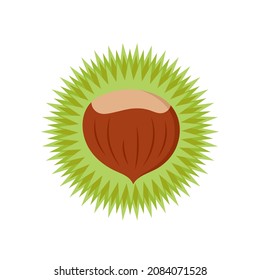 Edible chestnut sign logo icon food nut vector illustration.