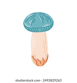 Edible forest mushroom in flat style. Autumn fungus, cap and stalk. Vector illustration isolated on a white background.