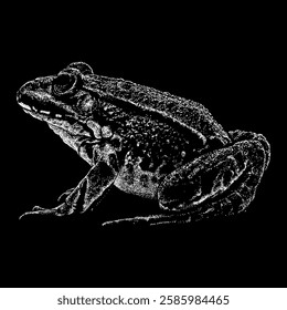 edible frog hand drawing vector isolated on black background.