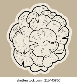  edible Maitake mushrooms (Grifola frondosa) cartoon vector.