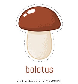 Edible mushroom boletus. Cartoon style vector. Eps 10