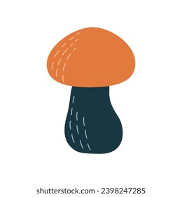 Edible mushroom Boletus with a red cap. Flat vector illustration isolated on white background