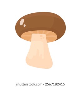 Edible mushroom in cartoon style on a white isolated background. Cute beautiful common mushroom.