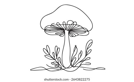 Cogumelo comestível em forma de guarda-chuva - ilustração de arte em fundo branco