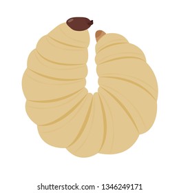 Edible Worm Vector. Grub Worm Vector. Grub Worm On White Background. Symbol.