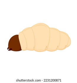 Edible worm vector. Grub worm vector. Grub worm on white background. symbol.