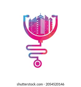edical city vector logo template. stethoscope and city vector. City medicine logo