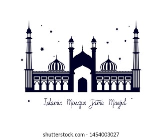 edification of islamic mosque jama masjid and Indian independence day vector illustrator