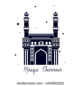 edification of mosque charminar and Indian independence day vector illustrator