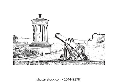 Edinburgh Capital of Scotland, United Kingdom. Hand drawn city sketch illustration in vector.