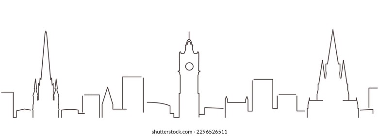 Edinburgh Dark Line Simple Minimalist Skyline With White Background