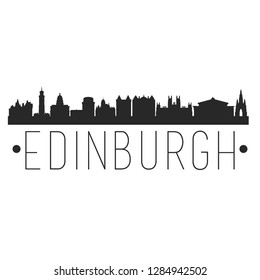 Edinburgh Scotland. City Skyline. Silhouette City. Design Vector. Famous Monuments.