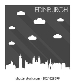 Edinburgh Scotland Skyline City Flat Silhouette Design Background
