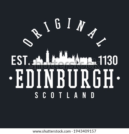 Edinburgh, Scotland, UK Skyline Original. A Logotype Sports College and University Style. Illustration Design vector.