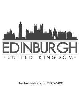Edinburgh Scotland UK Skyline. Silhouette Design City Vector Art Landmark.