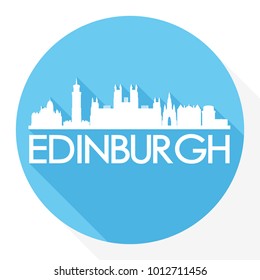 Edinburgh Scotland United Kingdom Europe Flat Icon Skyline Silhouette Design City Vector Art Famous Buildings.