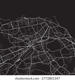 Edinburgh Scotland Vector Map, Detailed City Street Map Black and White Minimalist Line Art