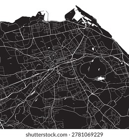 Edinburgh Scotland Vector Map, Detailed City Street Map Black and White Minimalist Line Art