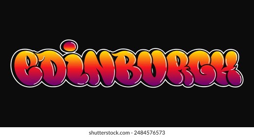Edinburgh - single word, letters graffiti style. Vector hand drawn logo. Funny cool trippy word Edinburgh City, fashion, graffiti style print t-shirt, poster concept