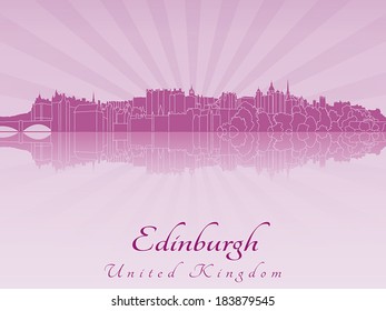 Edinburgh skyline in purple radiant orchid in editable vector file