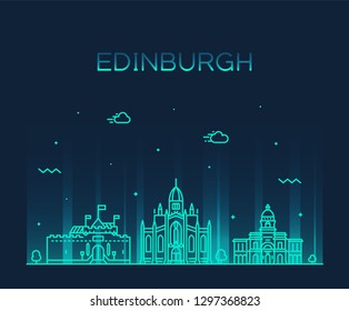 Edinburgh skyline, Scotland. Trendy vector illustration, linear style