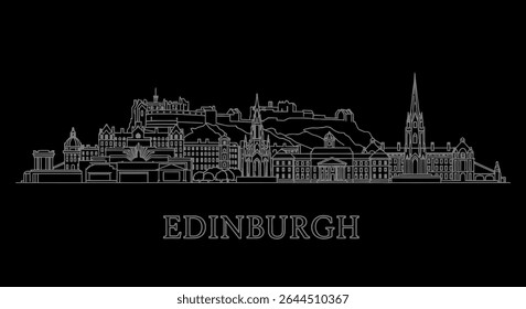 Edimburgo Skyline Vetor com Escócia, Paisagem urbana e Minimal.