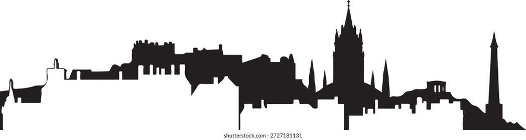 Edinburgh Skyline Vector Scotland Cityscape. design Vector black silhouette
