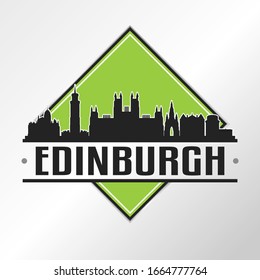 Edinburgh, UK Skyline Logo. Adventure Landscape Design Vector Illustration.
