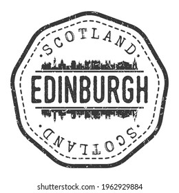 Edinburgh, UK Stamp Skyline Postmark. Silhouette Postal Passport. City Round Vector Icon. Vintage Postage Design.