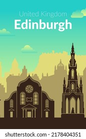 Edinburgh, United Kingdom famous city view poster.
