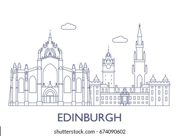 Edinburgh, United Kingdom. The most famous buildings of the city