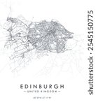 Edinburgh vector map. Detailed map of Edinburgh in United Kingdom. Best free vector illustration. Tourist decorative street map.