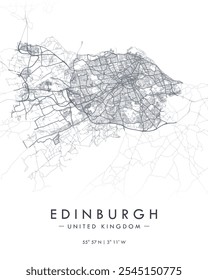 Edinburgh vector map. Detailed map of Edinburgh in United Kingdom. Best free vector illustration. Tourist decorative street map.