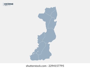 Edirne province of Turkey, province map.