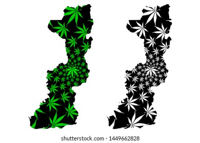 Edirne (Provinces of the Republic of Turkey) map is designed cannabis leaf green and black, Edirne ili map made of marijuana (marihuana,THC) foliage,
