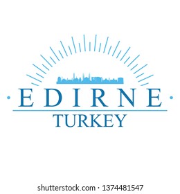 Edirne Turkey. Banner Design. City Skyline. Silhouette Vector. Famous Monuments.