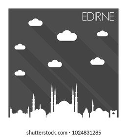 Edirne Turkey Skyline City Flat Silhouette Design Background