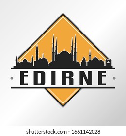 Edirne, Turkey Skyline Logo. Adventure Landscape Design Vector Illustration.