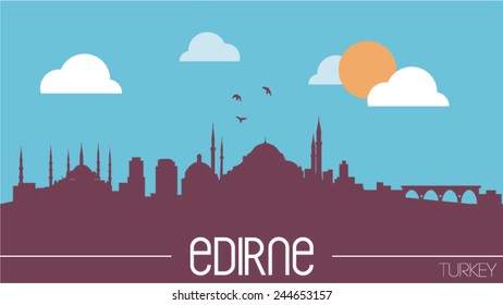 Edirne Turkey skyline silhouette flat design vector illustration